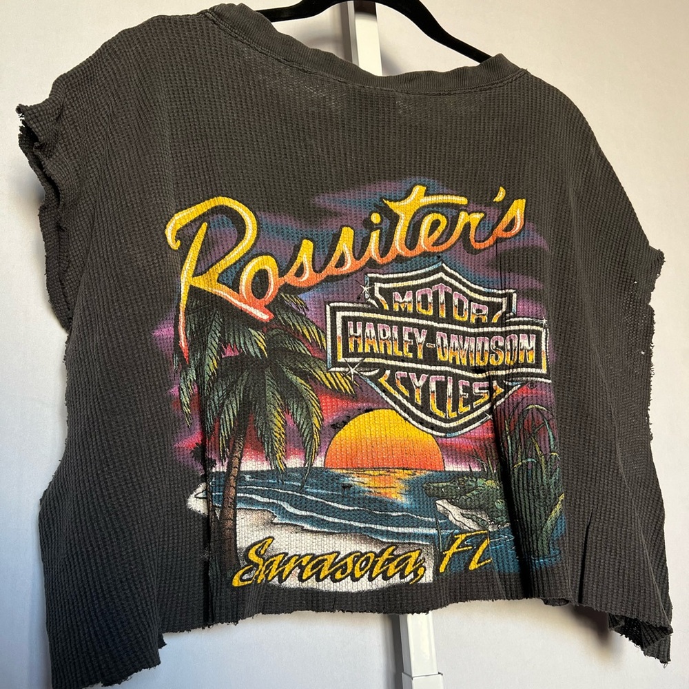 Vintage Harley-Davidson Thermal Cropped Shirt